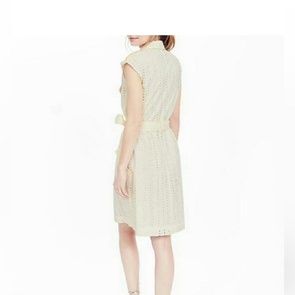 Banana Republic Ivory Eyelet belt short sleeve cotton Shirtdress pocket‎ 6 NWNT - Picture 3 of 12